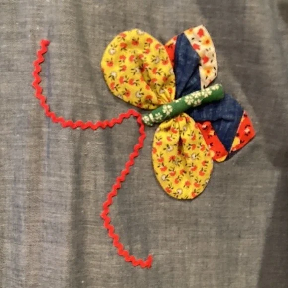 Chambray Blouse Floral Applique Vintage Big Mac by JC Penny‎ Large - Picture 7 of 10